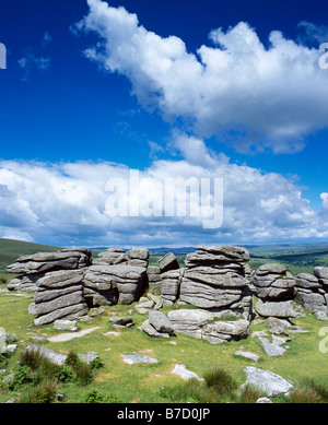 Combestone Tor im Dartmoor National Park in der Nähe von Hexworthy, Devon, England. Stockfoto