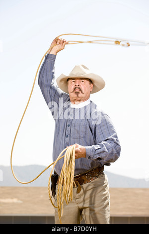 Ein Cowboy mit dem Lasso Stockfoto