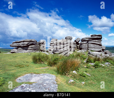 Combestone Tor im Dartmoor National Park in der Nähe von Hexworthy, Devon, England. Stockfoto