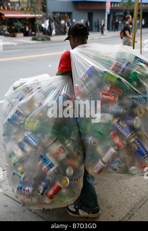 Ein Abfall-Sammler, New York Stockfoto