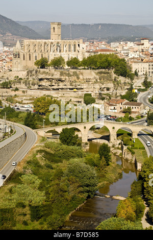 Manresa und Santa Maria De La Seo Kathedrale Übersicht Stockfoto