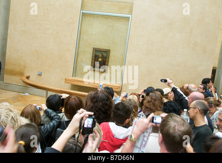 Masse der Touristen, die Bilder von der Mona Lisa, Louvre, Paris, Frankreich, Europa Stockfoto