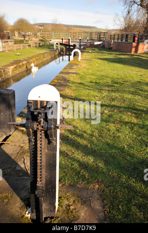 Sperren Sie auf Chesterfield Kanal in Derbyshire England UK Stockfoto