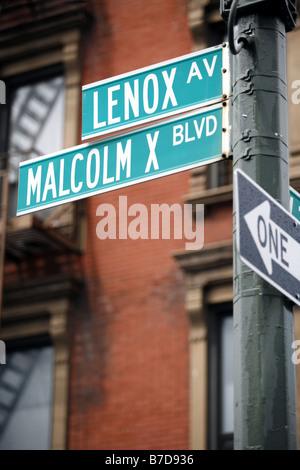 Lenox Avenue - Malcolm X Boulevard, Harlem, New York City, USA Stockfoto