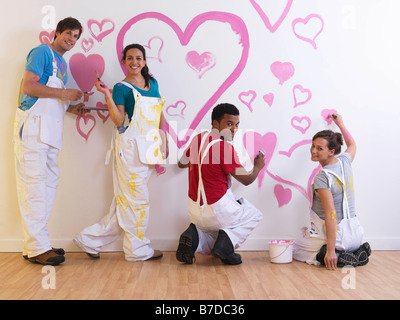 Gruppe-Malerei-Herzen Stockfoto