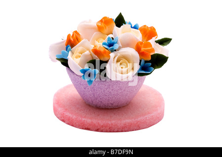 Blumenstrauß Korb zuckerhaltige Blumen Dekoration Korb mit Blumen Stamen Blütenblatt grün grün Farbe bunte verschiedene Pflanzenarten Stockfoto