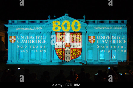 Dem Senat-Haus in Cambridge, beleuchtet durch eine Licht-Show anlässlich des 800. Jahrestages der Gründung der Universität Cambridge Stockfoto