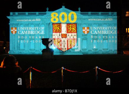 Dem Senat-Haus in Cambridge, beleuchtet durch eine Licht-Show anlässlich des 800. Jahrestages der Gründung der Universität Cambridge Stockfoto