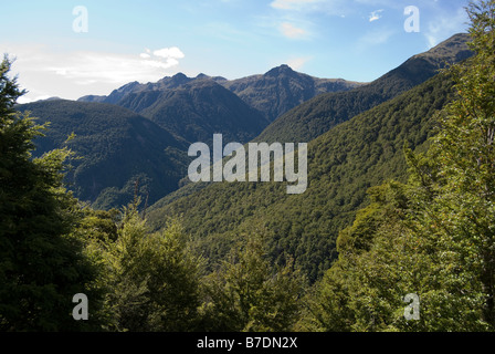 Ansicht der Südalpen vom State Highway 7, Lewis Pass, Buller Region West Coast, Neuseeland Stockfoto