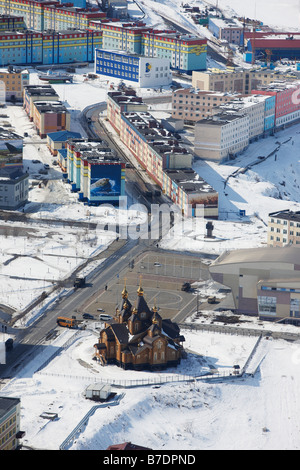 Luftbild der Kirche in Anadyr Tschukotka, Sibirien-Russland Stockfoto