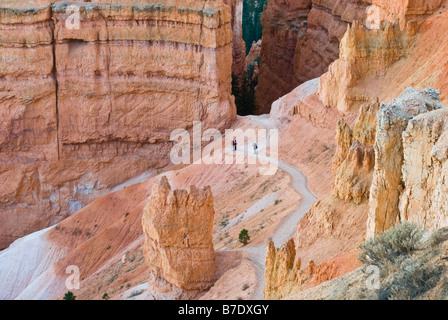 Wanderer unterwegs entlang der Wallstreet-Trail durch Bryce Canyon National Park, Utah Stockfoto