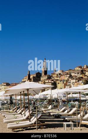 Der Strand von Garavan in Menton Stockfoto