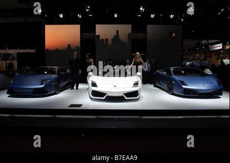 Lamborghini-Anzeige auf der 2009 North American International Auto Show in Detroit Michigan/USA. Stockfoto