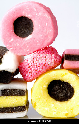 Liquorice Allsorts Haufen Stockfoto