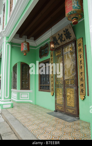 Detail von Pinang Peranakan Mansion Fassade, Georgetown, Penang, Malaysia Stockfoto