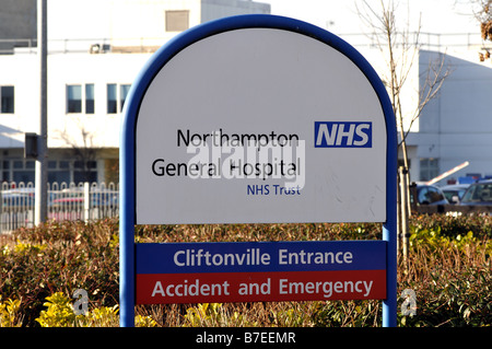 Northampton General Hospital Zeichen, Northampton, England, UK Stockfoto