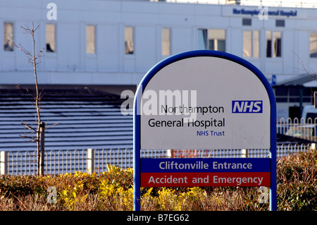 Northampton General Hospital Zeichen, Northampton, England, UK Stockfoto