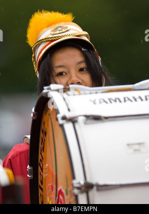 Der Taipei erste Girls High School marching Band Bass drummer Stockfoto