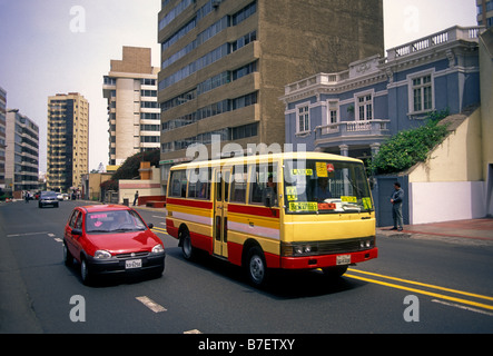 Minivan, minivan Service, Bus, Bus, Colectivo, Miraflores, Lima, Lima, Peru, Südamerika Stockfoto