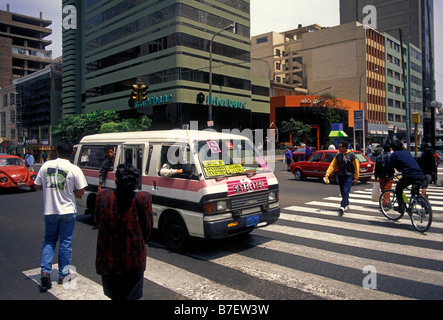 Minivan, minivan Service, Bus, Bus, Colectivo, Miraflores, Lima, Lima, Peru, Südamerika Stockfoto