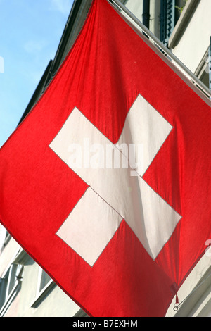 Schweizer Flagge auf AUGUSTINER-GASSE-Zürich-Schweiz-Zürich-Schweiz 20. Juni 2008 Stockfoto