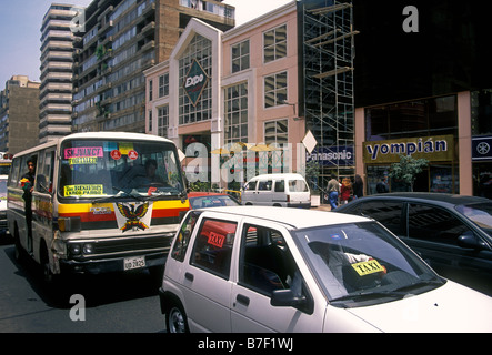 Minivan, minivan Service, Bus, Bus, Colectivo, Miraflores, Lima, Lima, Peru, Südamerika Stockfoto