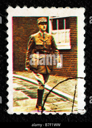 Charles de Gaulle (1890-1970), General, Präsident von Frankreich, Briefmarke, Ajman, Vereinigte Arabische Emirate Stockfoto