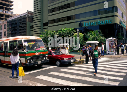 Minivan, minivan Service, Bus, Bus, Colectivo, Miraflores, Lima, Lima, Peru, Südamerika Stockfoto