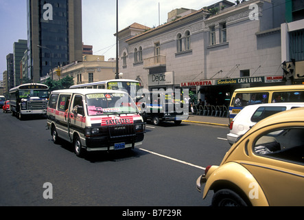 Minivan, minivan Service, Bus, Bus, Colectivo, Miraflores, Lima, Lima, Peru, Südamerika Stockfoto