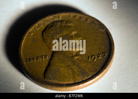 Ein 1927 Lincoln US-Cent Stockfoto