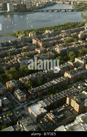 Back Bay & Charles River, Blick von der Prudential Tower, Boston, Massachusetts, USA Stockfoto