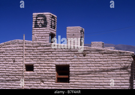 Gemälde von Che Guevara auf dem Dach von Häusern in Wohnsiedlung für Mitarbeiter der lokalen Stromerzeuger, Humahuaca, Argentinien gebaut Stockfoto