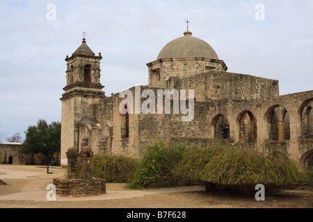 Mission San Jose Kapelle befindet sich in San Antonio, TX. Stockfoto