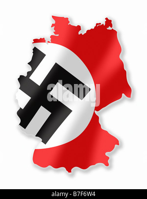 Drittes Reich Nazi-Fahne schwenkte In deutscher Form/Landkarte Stockfoto