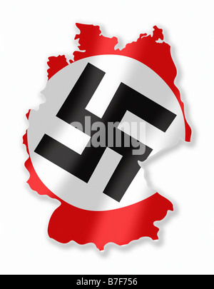 Drittes Reich Nazi-Fahne schwenkte In deutscher Form/Landkarte Stockfoto