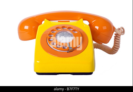 Traditionellen Stil 70er Jahre 746 british Telecom Telefon auf einem reinen weißen Hintergrund. Stockfoto