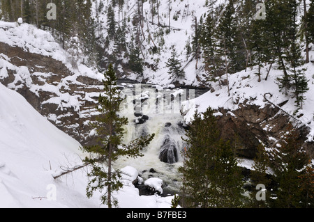 Die Firehole Falls. Der Yellowstone Nationalpark, Wyoming, USA. Stockfoto