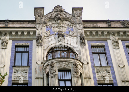 Jugendstil-Fassade des Hauses in Alberta Straße in Riga Lettland Stockfoto