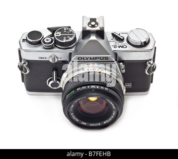 Olympus OM2n single Lens reflex 35mm-Kamera mit 50mm f1 8 Zuiko Objektiv Stockfoto