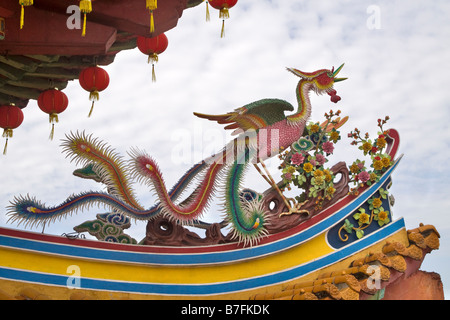 Phoenix-Dekoration auf den Thean Hou chinesischen Tempel, Kuala Lumpur, Malaysia Stockfoto