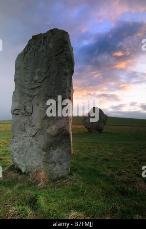 Avebury Winter Sonnenuntergang Stockfoto