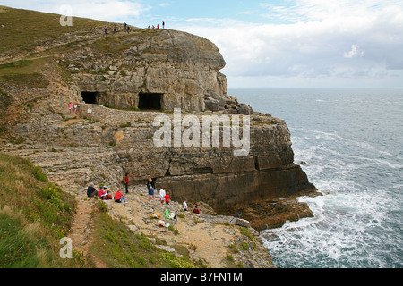 Tilly Laune Höhlen - einem ehemaligen Portland-Stein-Steinbruch - bei Anvil Point in der Nähe von Swanage Dorset Stockfoto