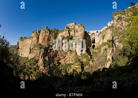 Neue Brücke und Tajo de Ronda Serranía de Ronda Malaga Andalusien Spanien Stockfoto