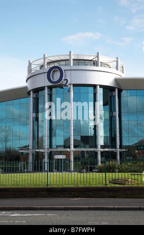 Eingang zum O2-Callcenter in Preston Brook Cheshire UK Stockfoto