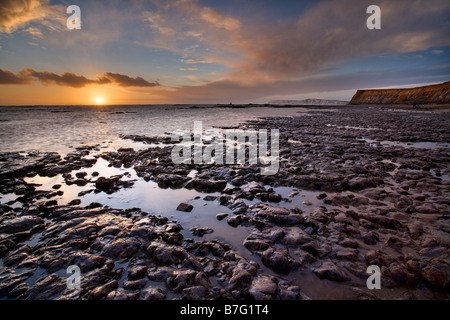 Sonnenuntergang am Compton Bucht Isle Of Wight Stockfoto