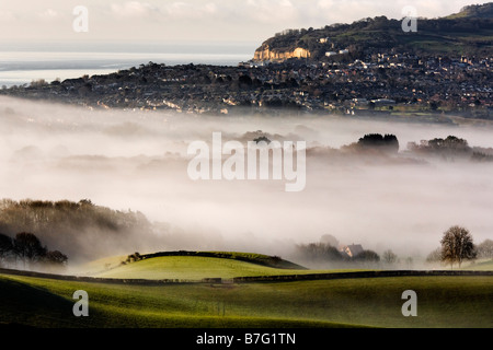 Nebel über Shanklin Isle of Wight Stockfoto