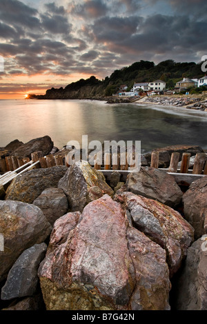 Sonnenuntergang am Steephill Cove, Isle Of Wight Stockfoto