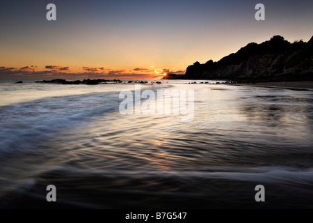 Sonnenuntergang am Steephill Cove, Isle Of Wight Stockfoto