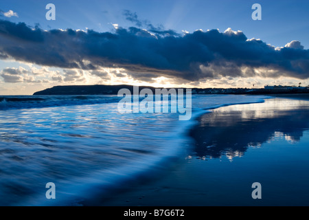Blaue Sonnenuntergang am Yaverland, Isle Of Wight Stockfoto