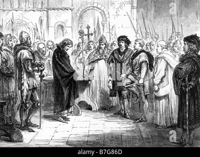 Die Ablagerung von König Edward II 1327 in Kenilworth Castle Warwickshire Illustration Stockfoto